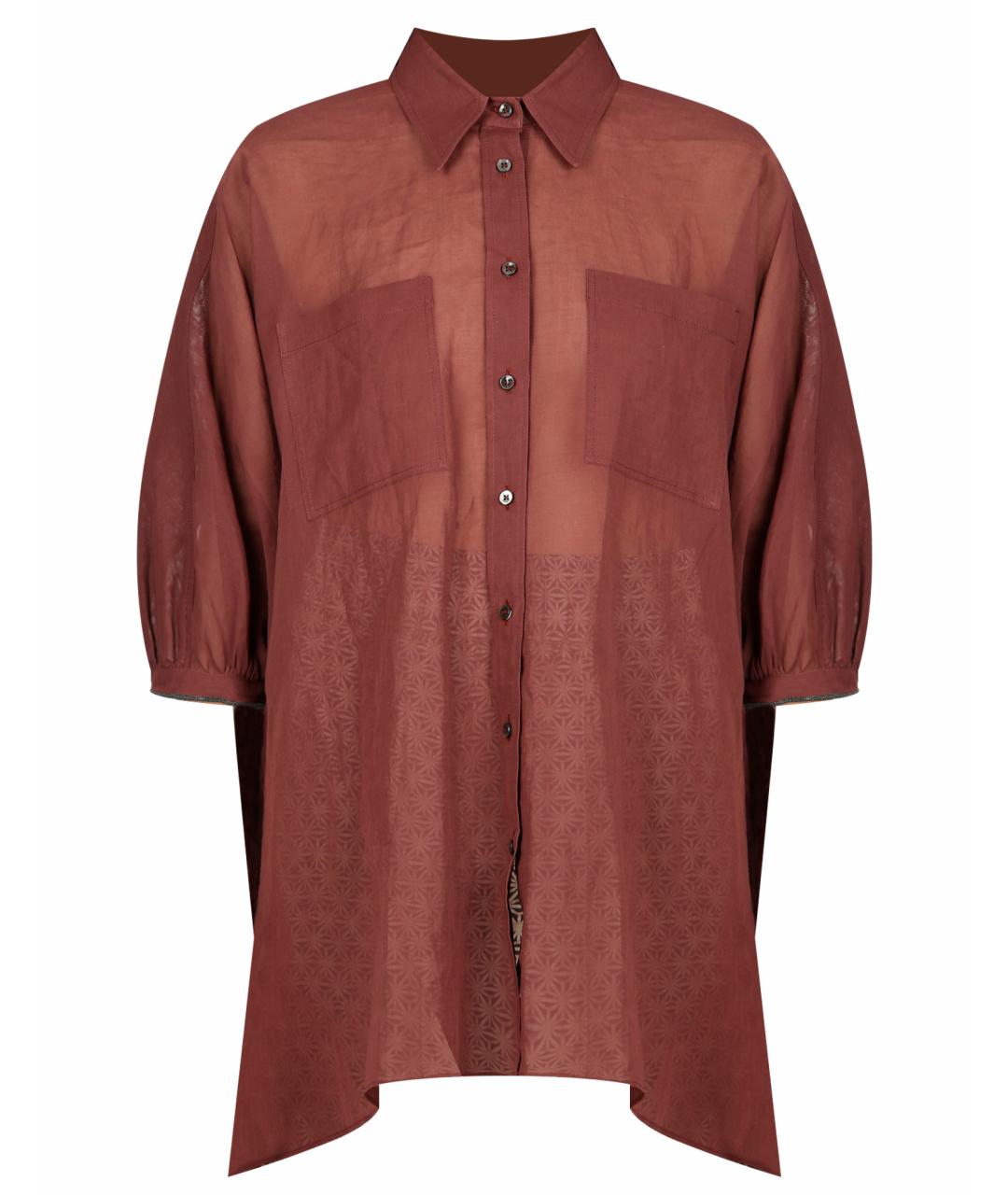 BRUNELLO CUCINELLI Бордовая хлопковая кэжуал рубашка, фото 1