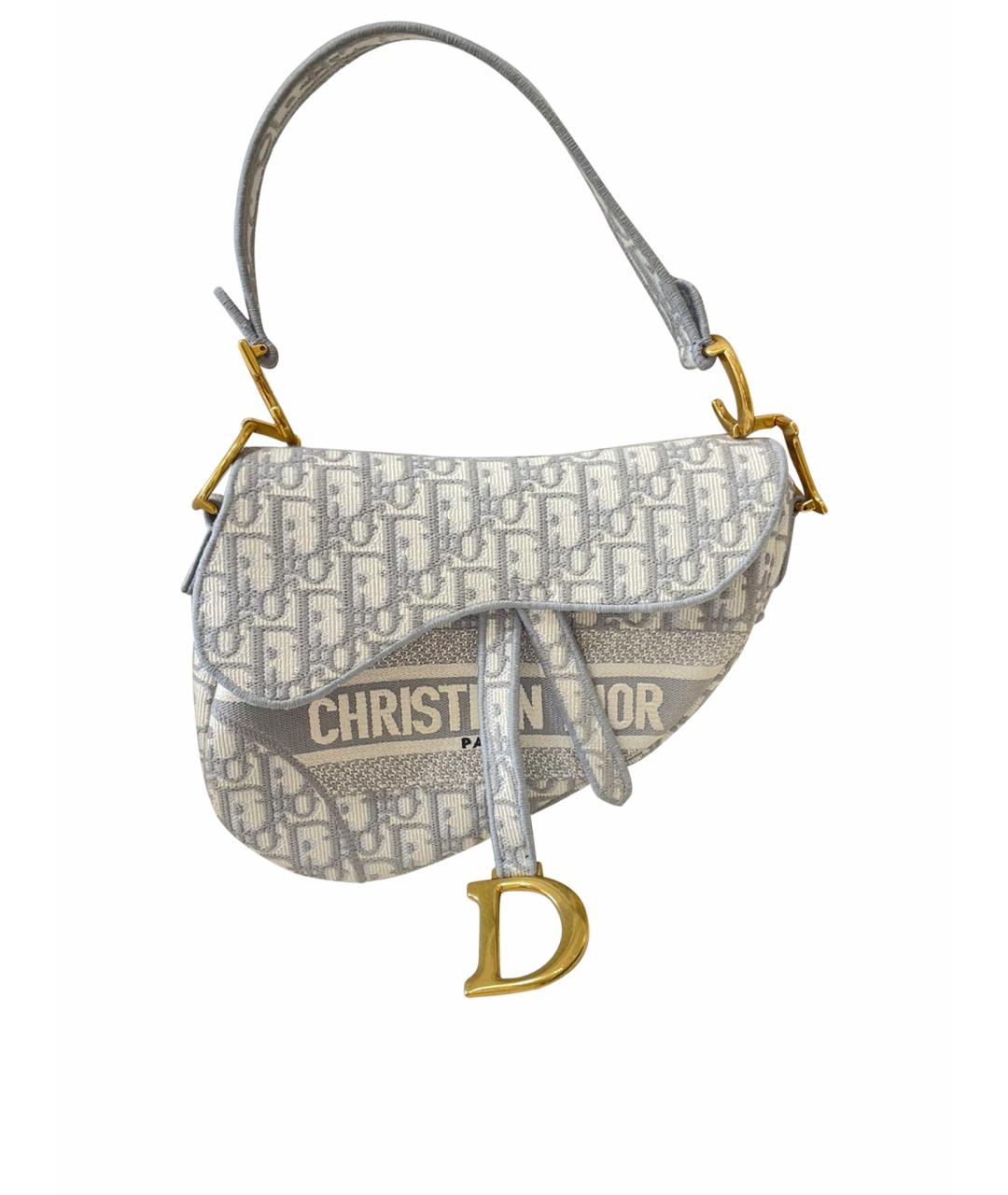CHRISTIAN DIOR Серая жаккардовая сумка с короткими ручками, фото 1