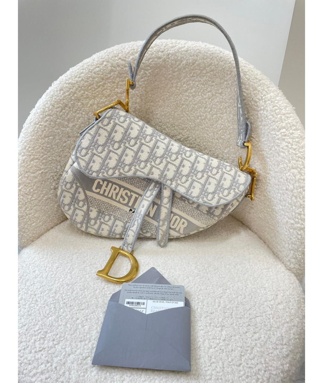 CHRISTIAN DIOR Серая жаккардовая сумка с короткими ручками, фото 10