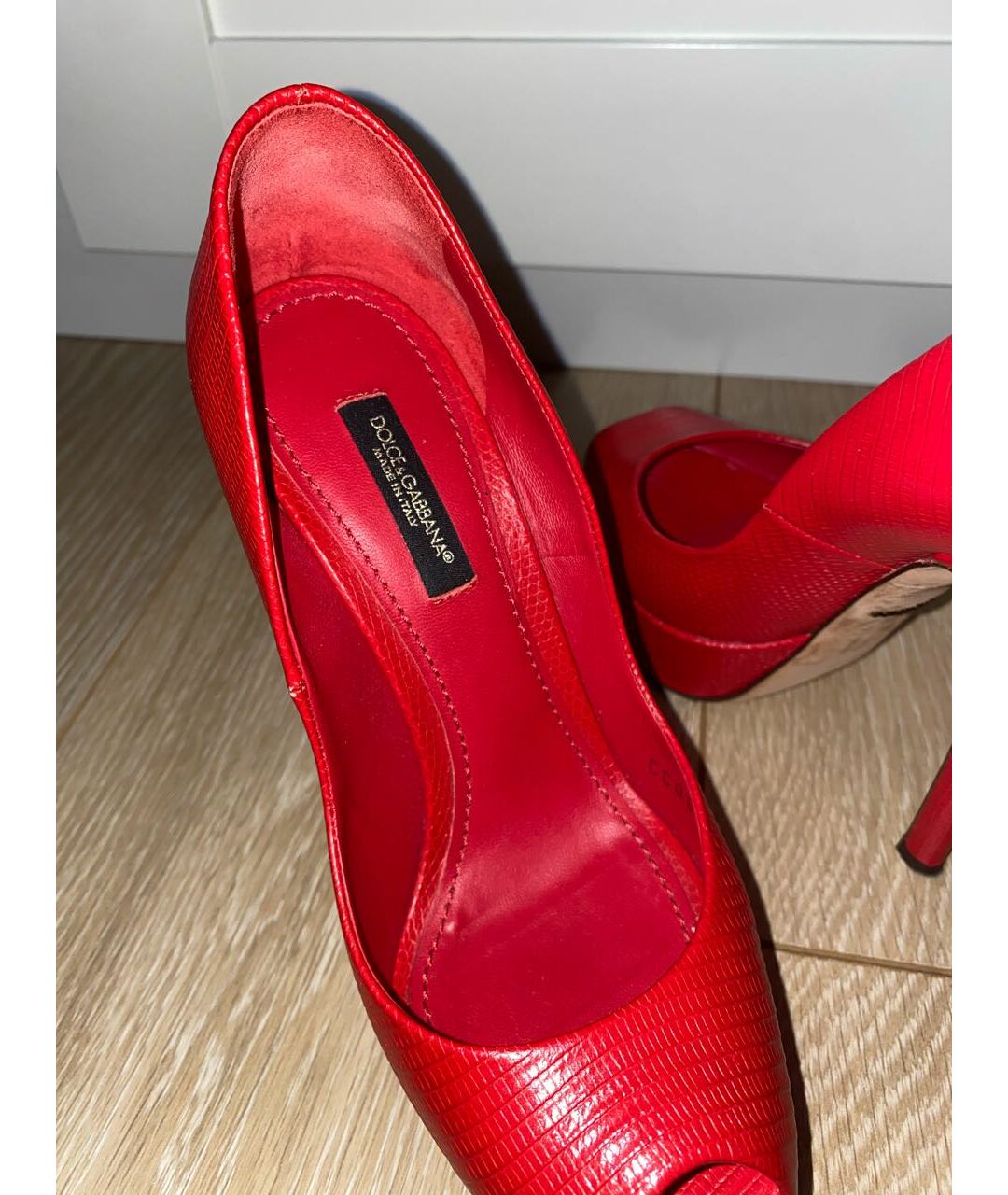 DOLCE&GABBANA Красные кожаные туфли, фото 6