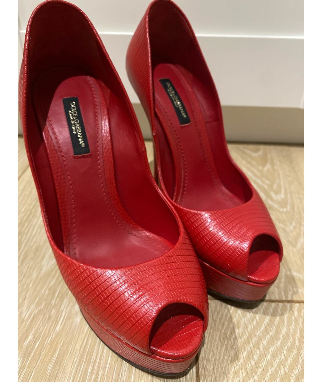DOLCE&GABBANA Красные кожаные туфли, фото 7