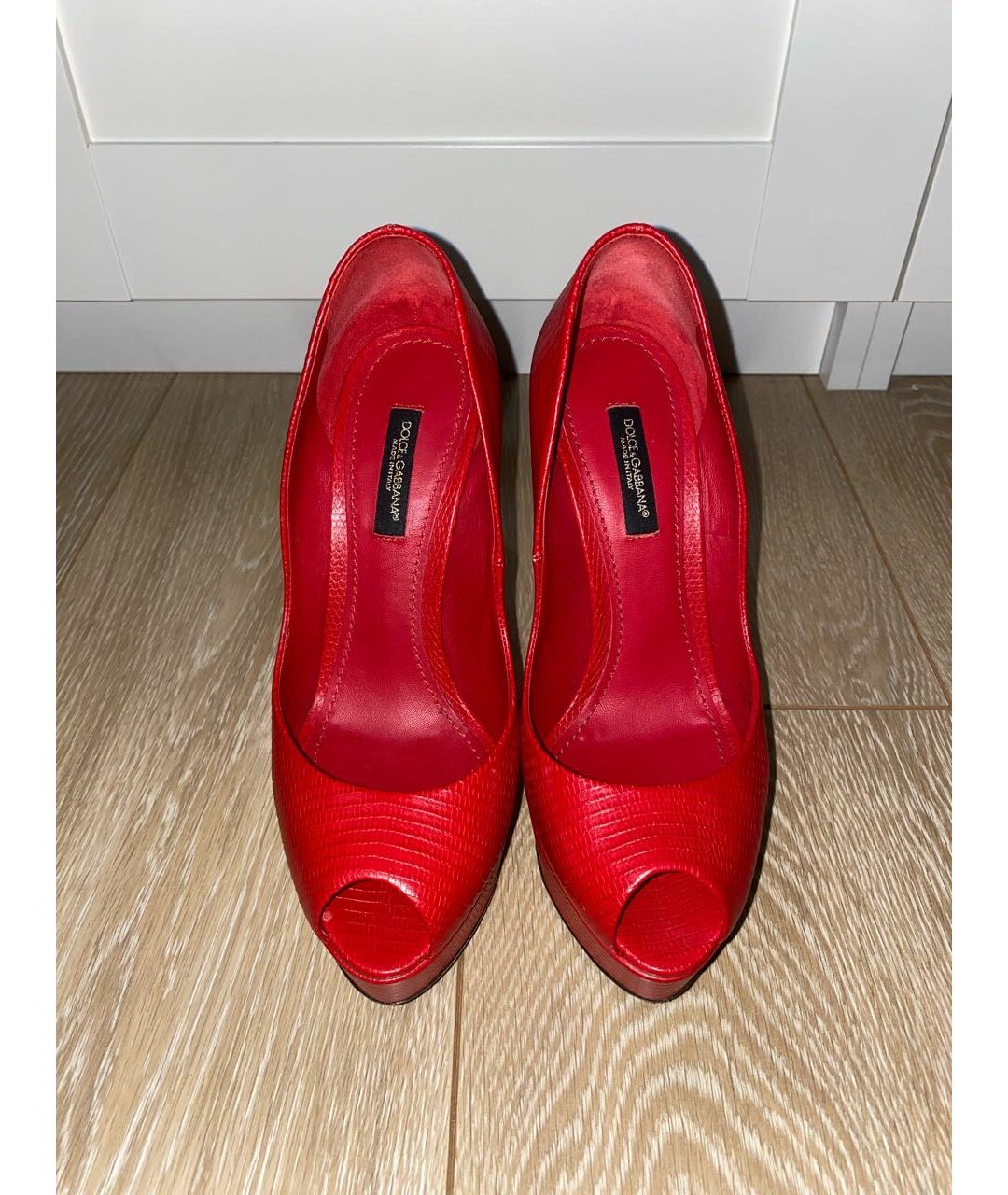 DOLCE&GABBANA Красные кожаные туфли, фото 2