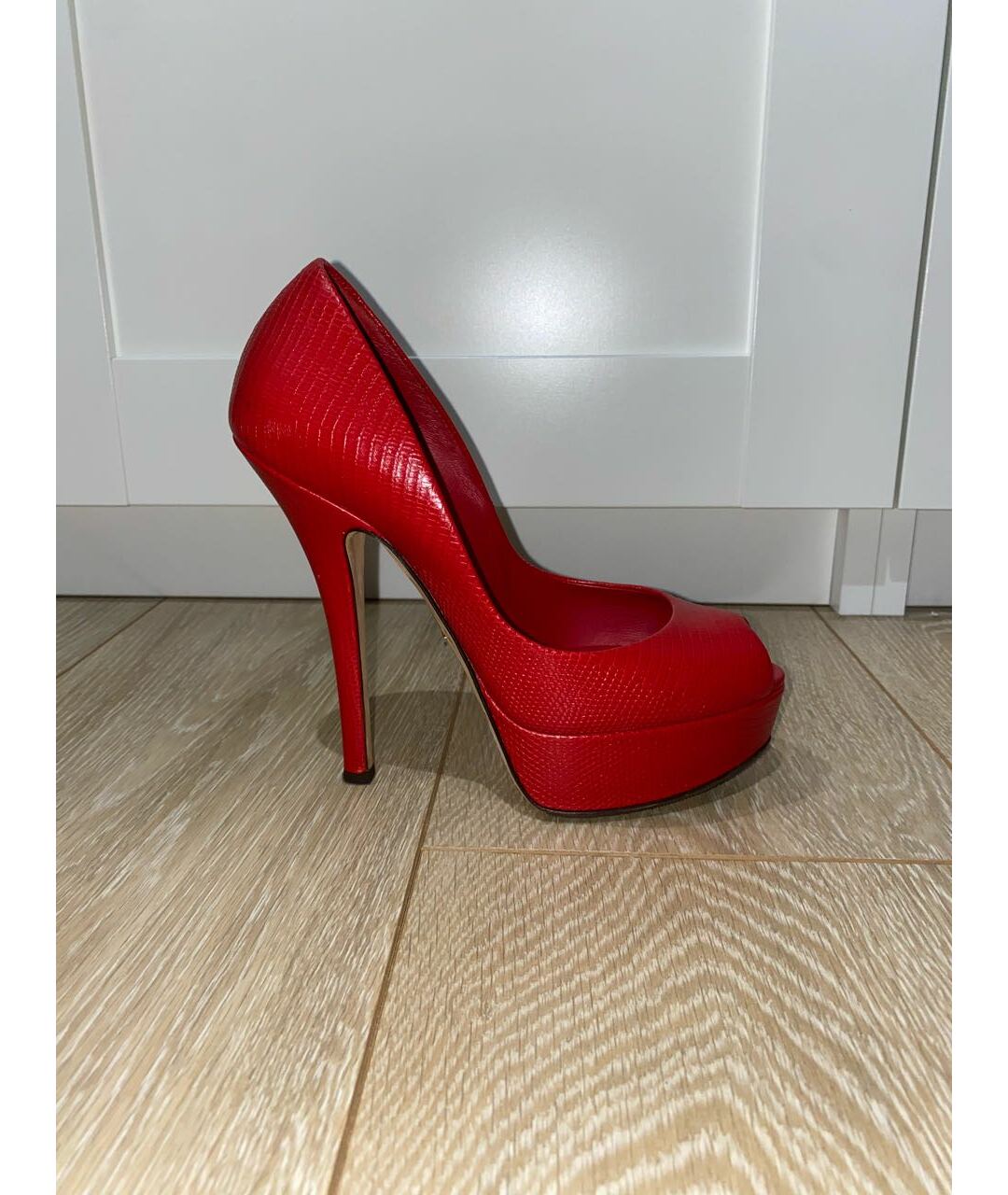 DOLCE&GABBANA Красные кожаные туфли, фото 9