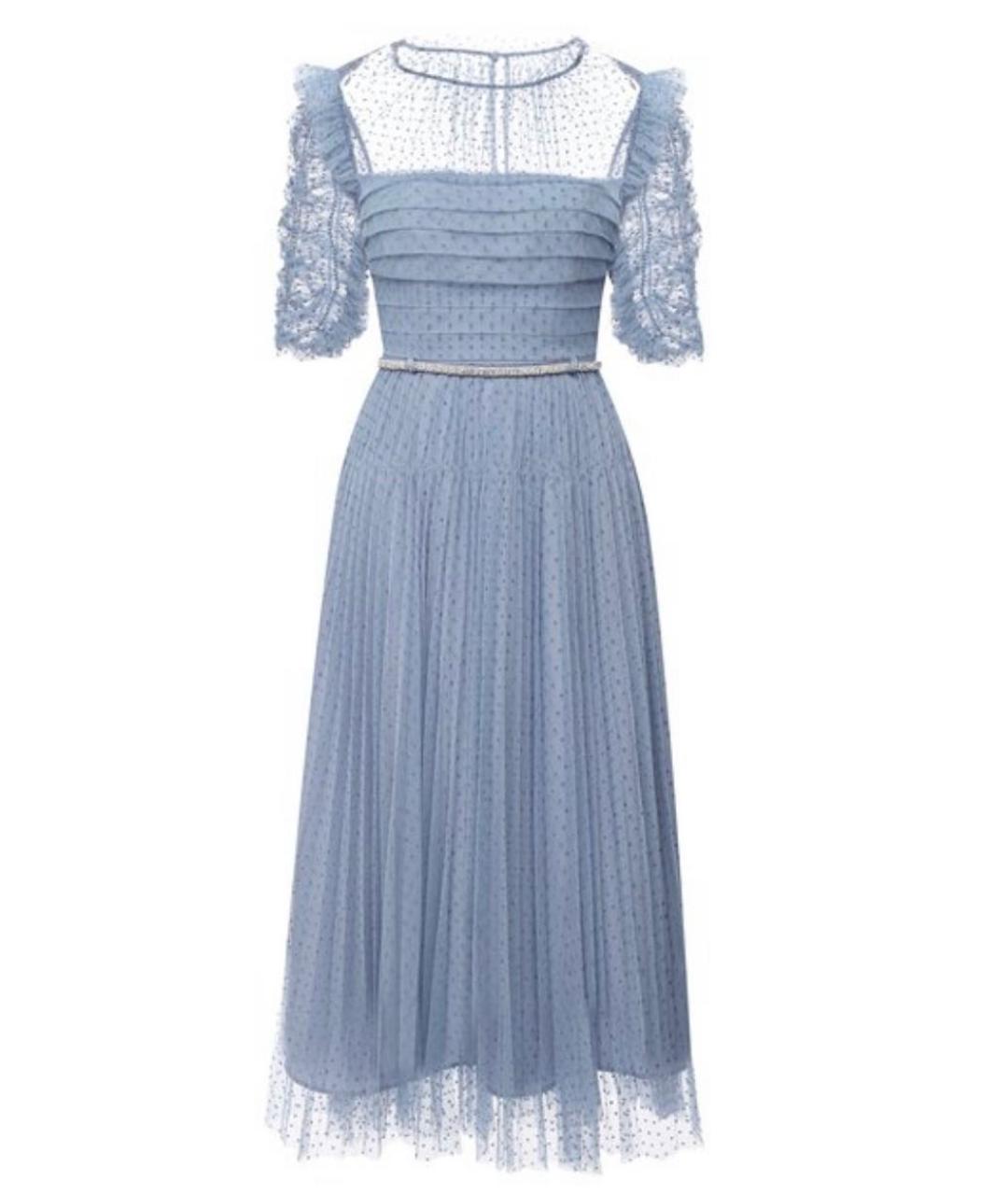 SELF-PORTRAIT Голубое сетчатое коктейльное платье, фото 1