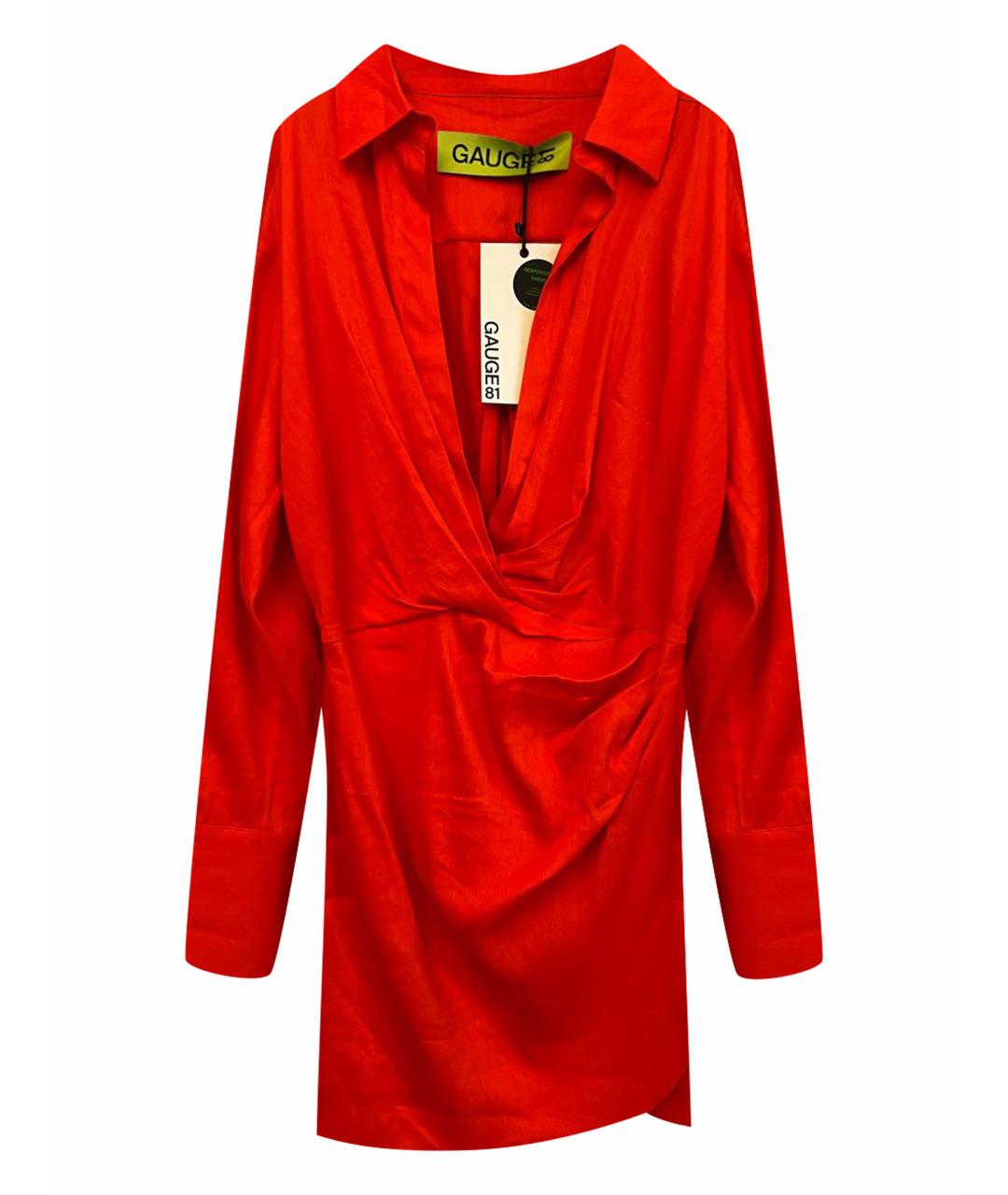GAUGE81 Красное льняное коктейльное платье, фото 1