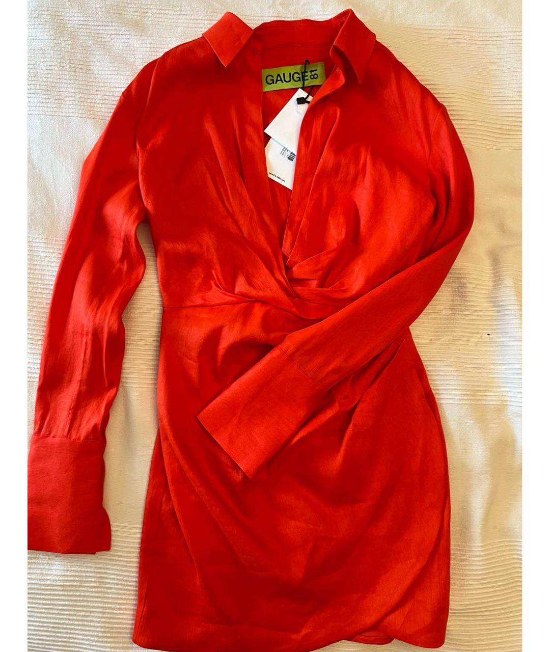 GAUGE81 Красное льняное коктейльное платье, фото 2