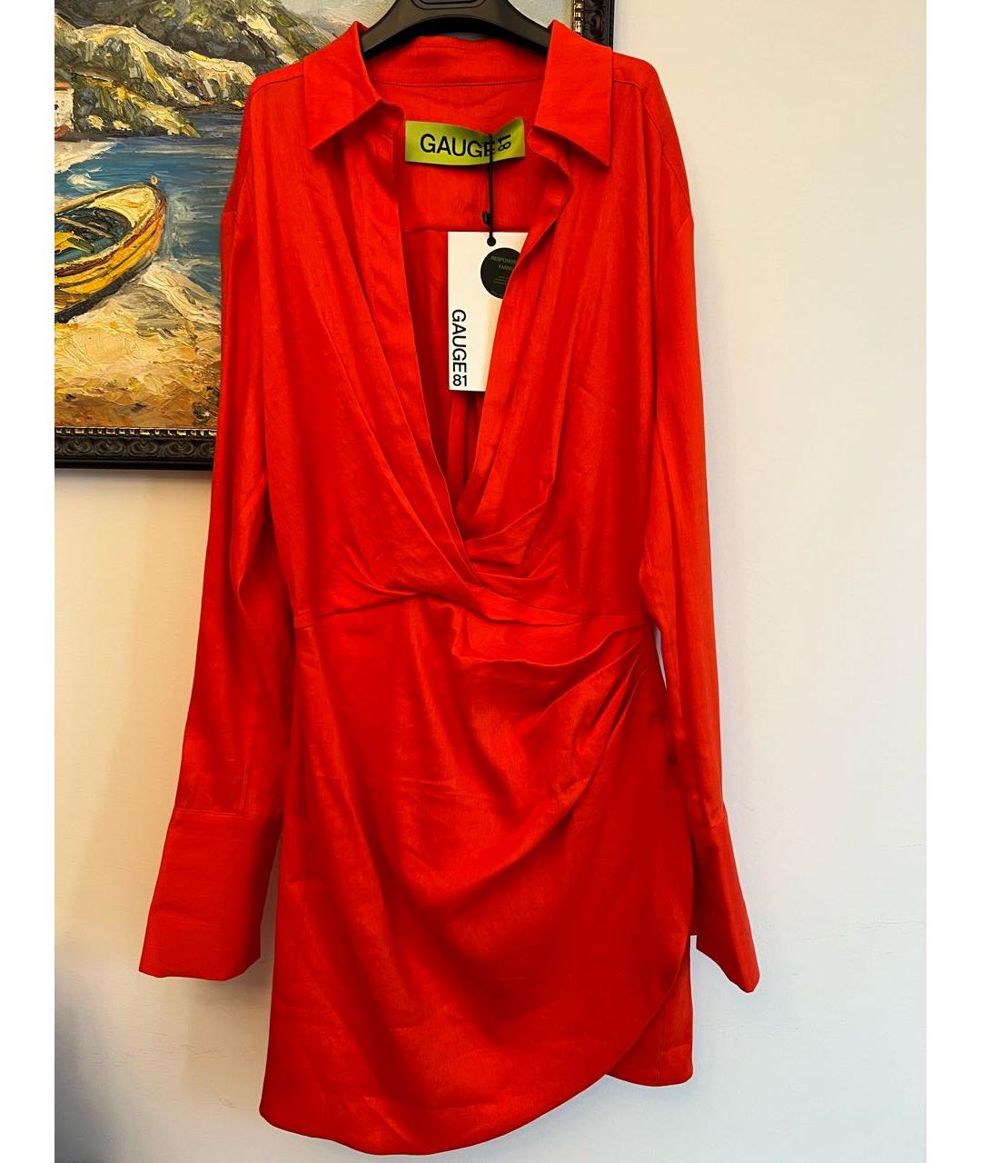 GAUGE81 Красное льняное коктейльное платье, фото 9