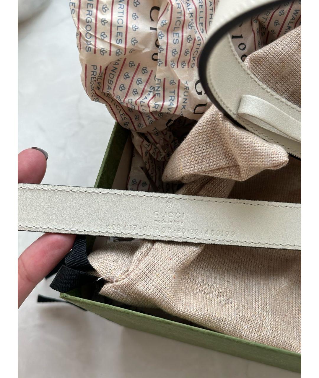 GUCCI Белый кожаный ремень, фото 4