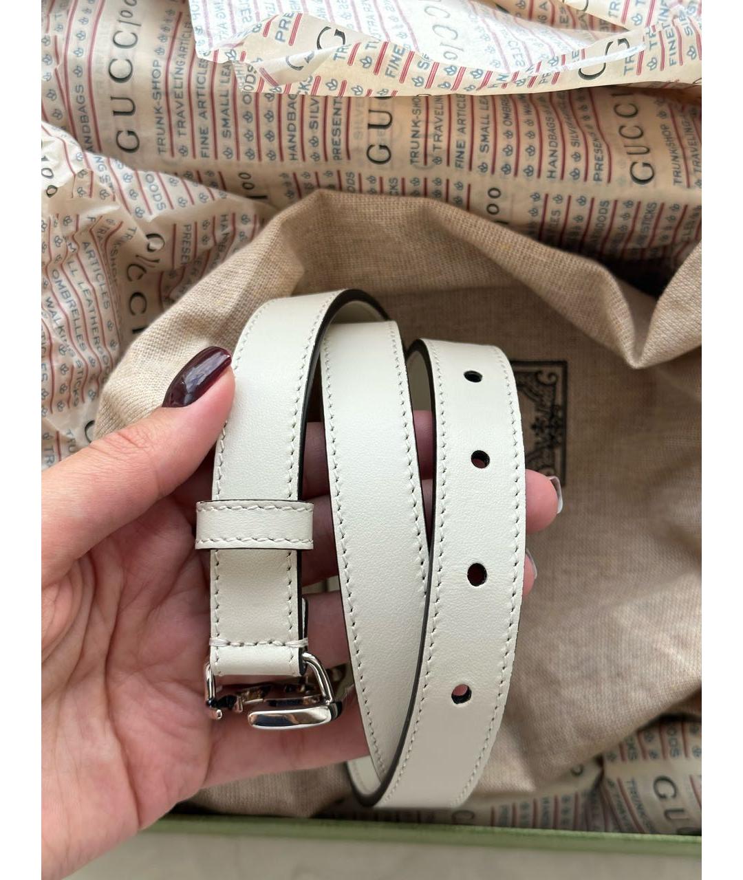 GUCCI Белый кожаный ремень, фото 3