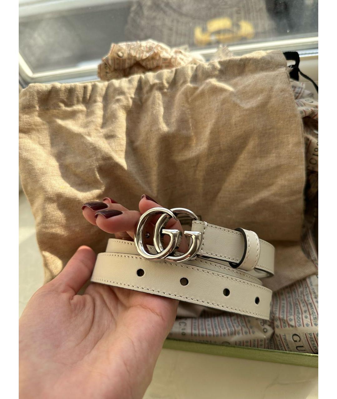 GUCCI Белый кожаный ремень, фото 5