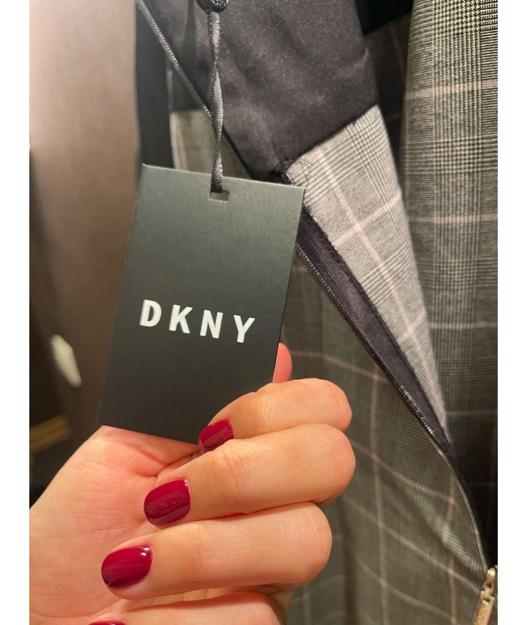 DKNY Серое полиэстеровое повседневное платье, фото 5