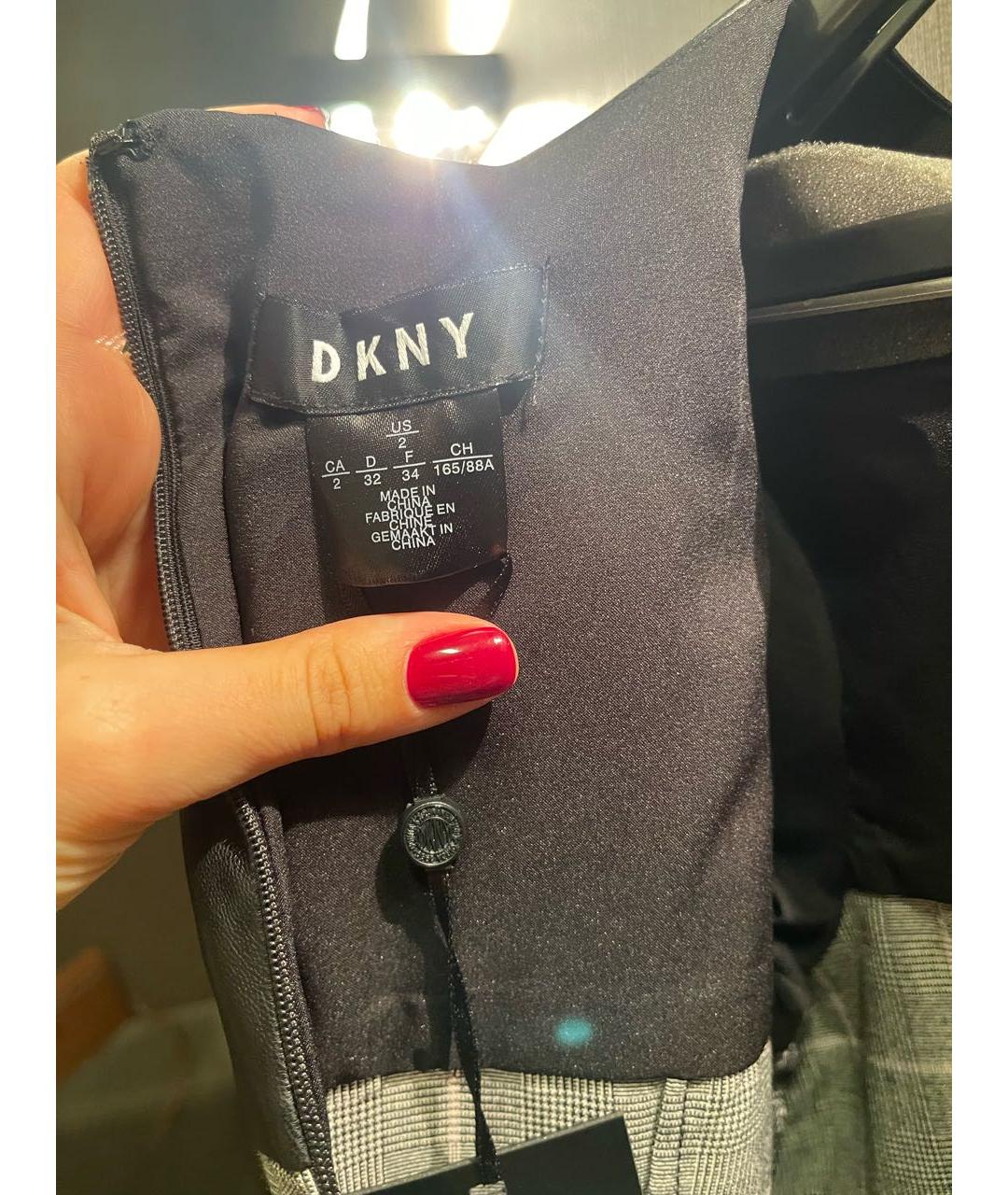 DKNY Серое полиэстеровое повседневное платье, фото 3
