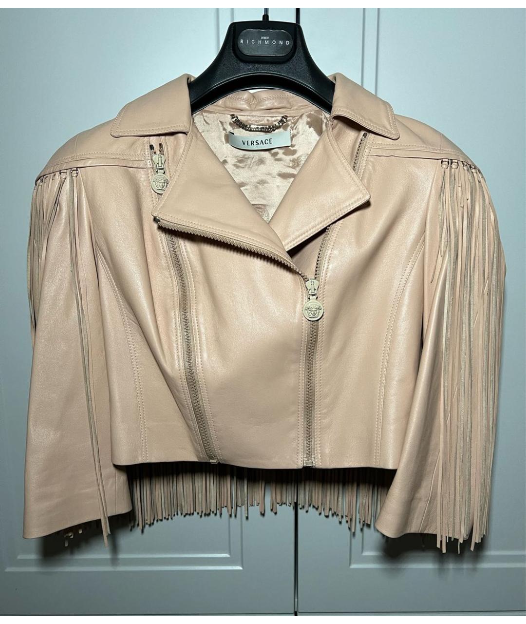 VERSACE Бежевая кожаная куртка, фото 6