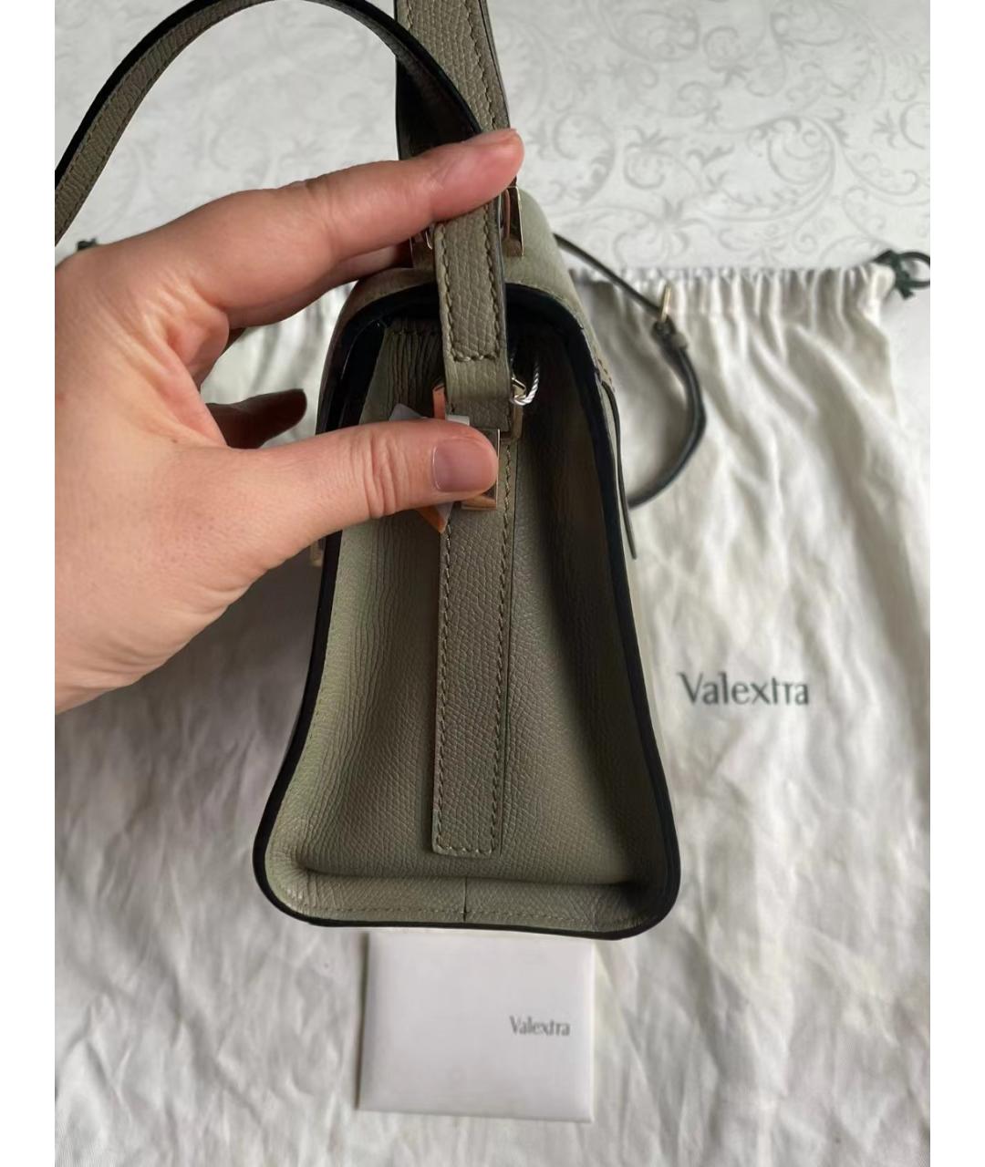VALEXTRA Хаки кожаная сумка с короткими ручками, фото 6