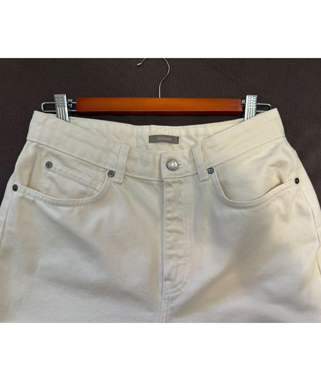 12 STOREEZ Белые хлопковые джинсы слим, фото 3