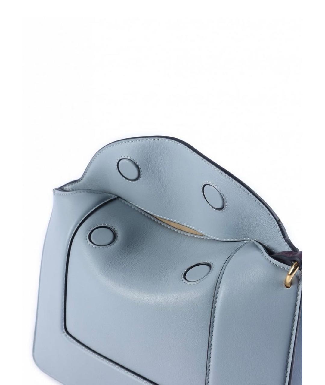 WANDLER Голубая кожаная сумка с короткими ручками, фото 4