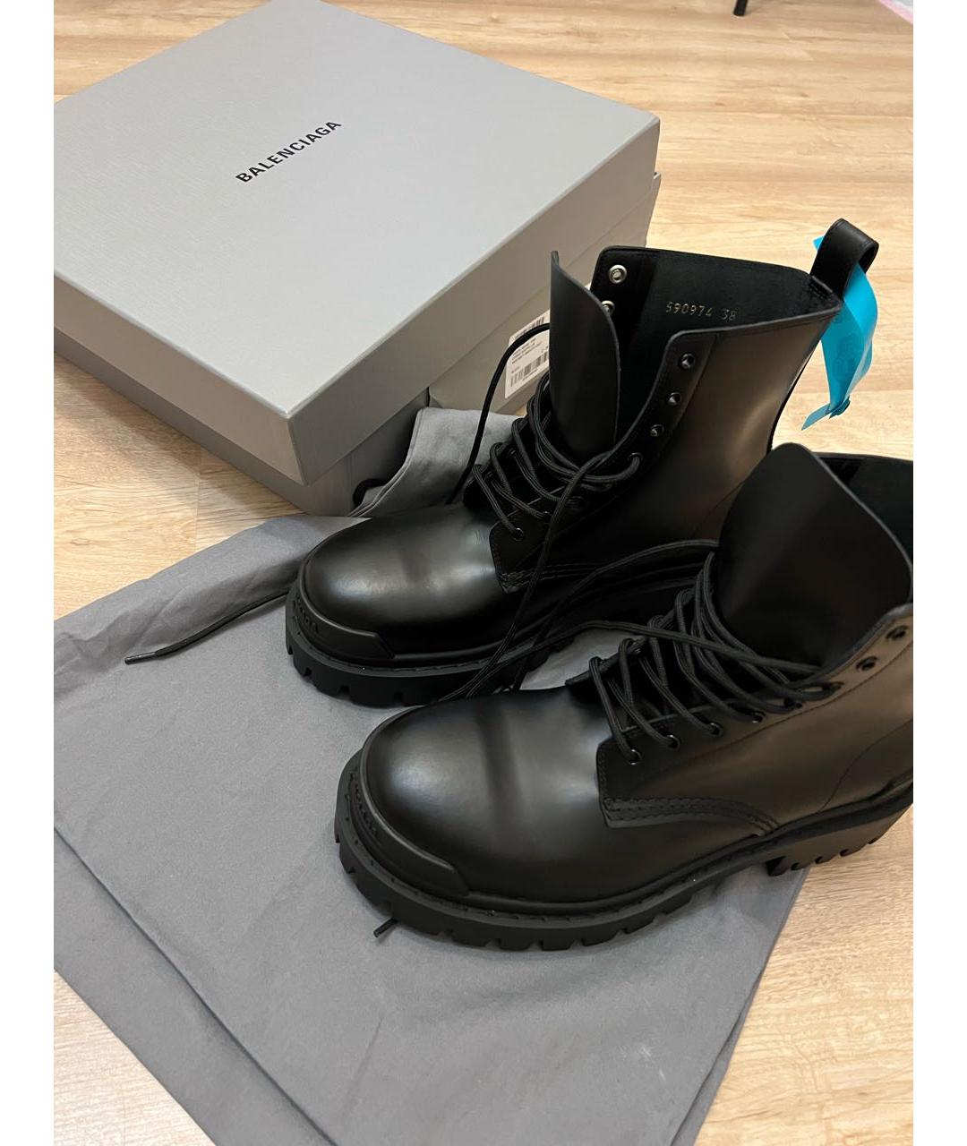 BALENCIAGA Черные кожаные ботинки, фото 4