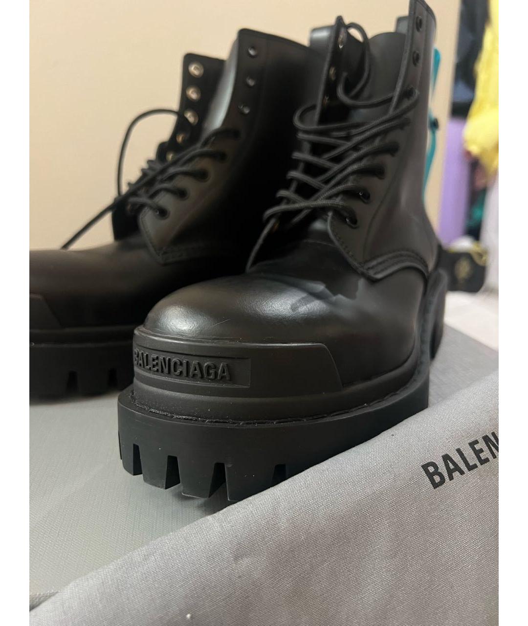 BALENCIAGA Черные кожаные ботинки, фото 3