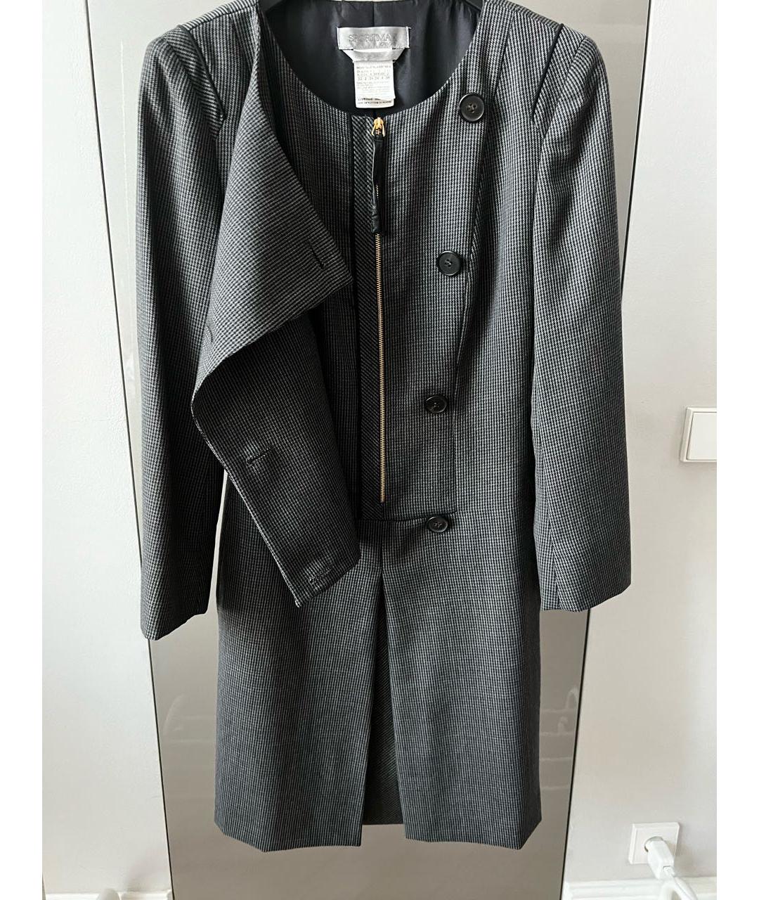 SPORTMAX Серое шерстяное повседневное платье, фото 4