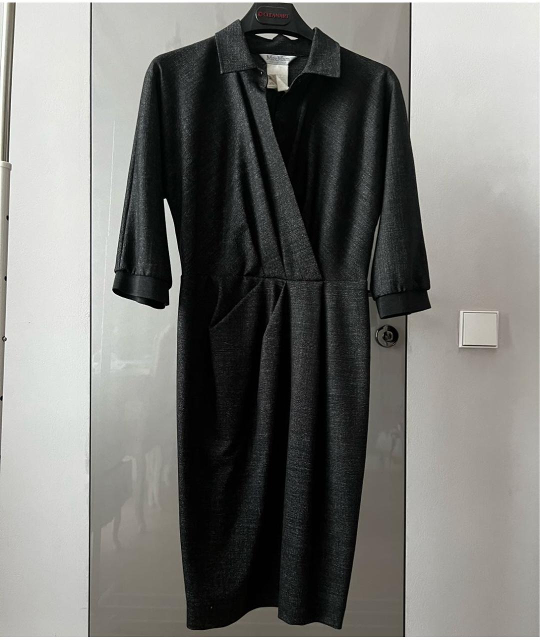 MAX MARA Черное шерстяное повседневное платье, фото 7