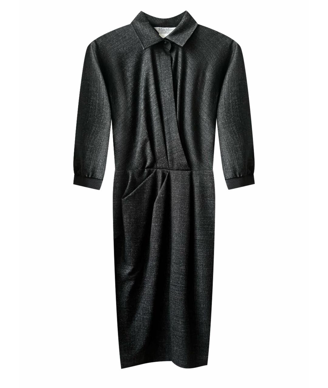MAX MARA Черное шерстяное повседневное платье, фото 1