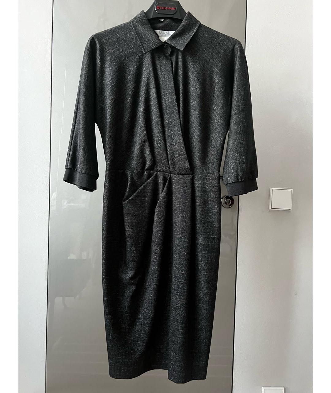 MAX MARA Черное шерстяное повседневное платье, фото 8