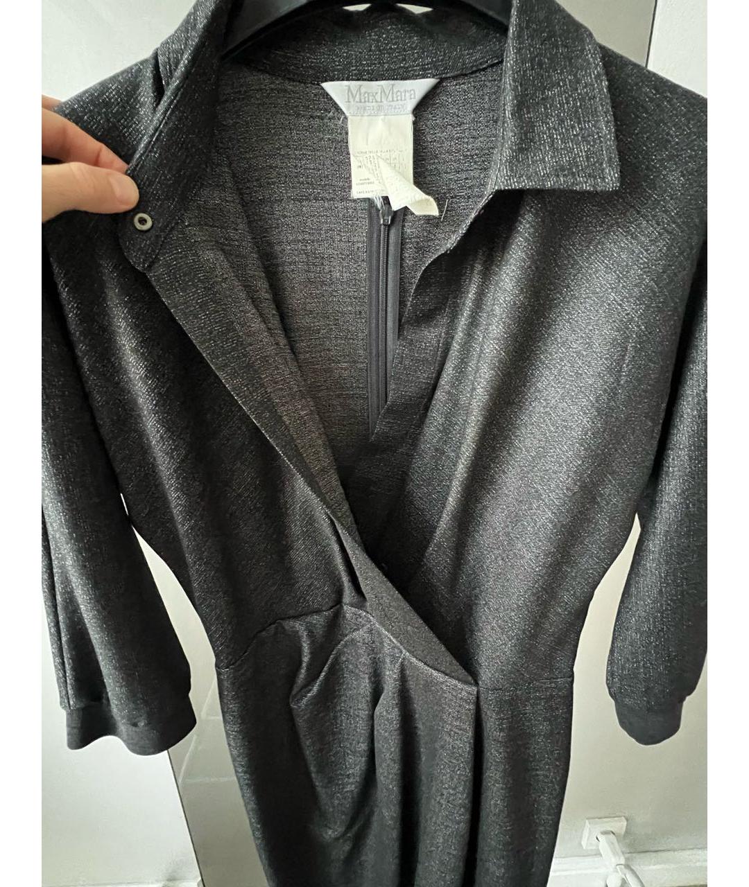 MAX MARA Черное шерстяное повседневное платье, фото 3