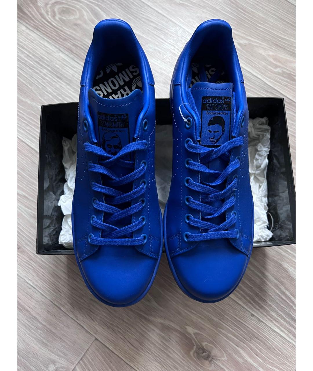 ADIDAS X RAF SIMONS Синие кожаные низкие кроссовки / кеды, фото 3