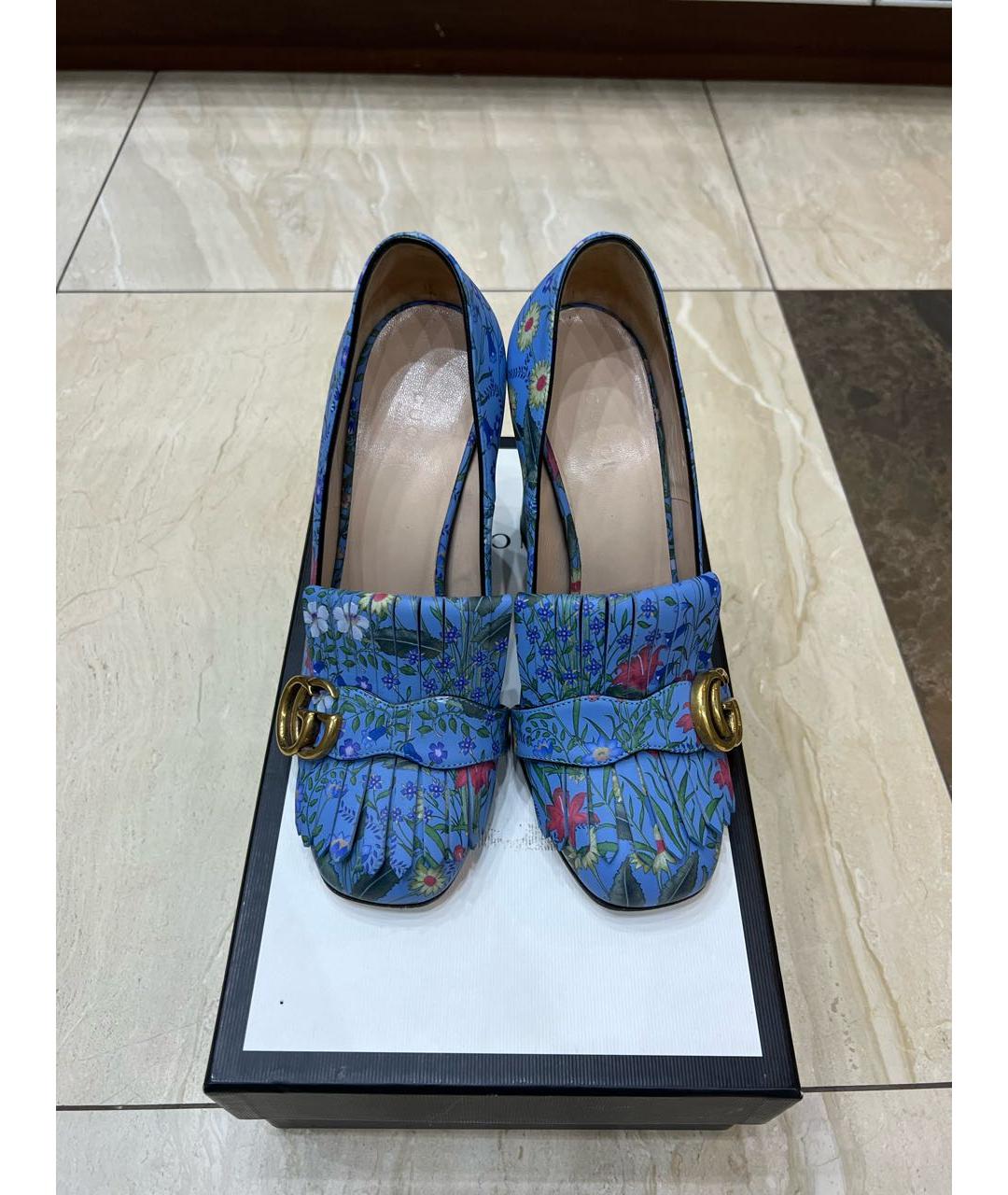 GUCCI Синие кожаные туфли, фото 2