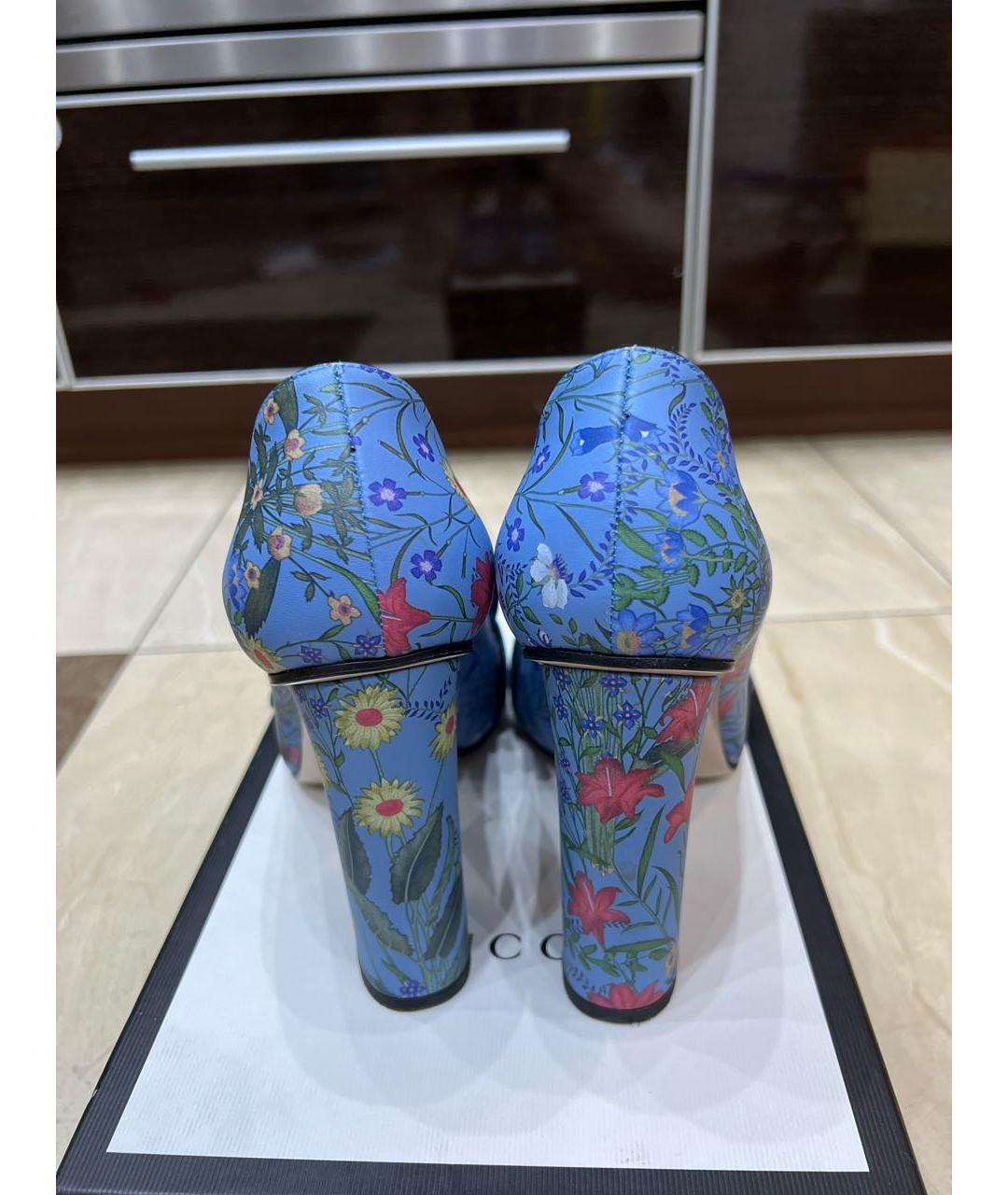 GUCCI Синие кожаные туфли, фото 4