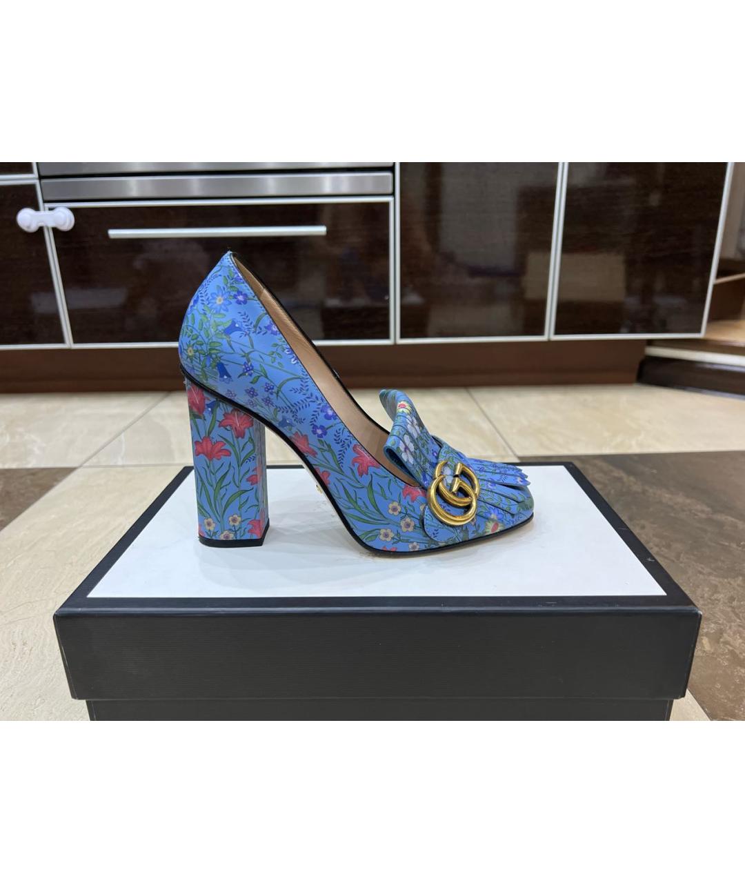 GUCCI Синие кожаные туфли, фото 7