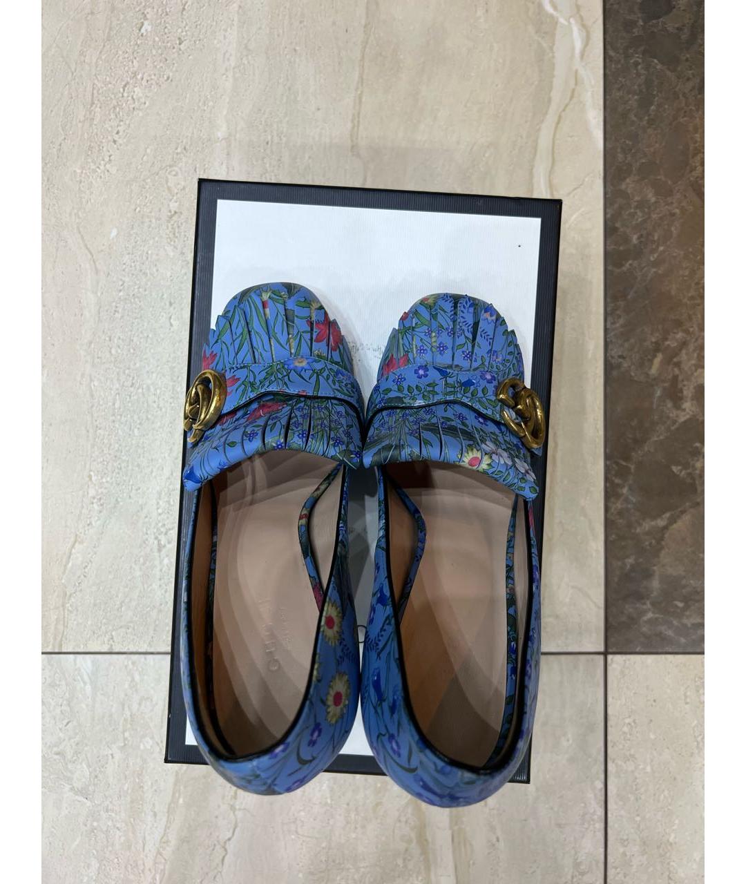 GUCCI Синие кожаные туфли, фото 3