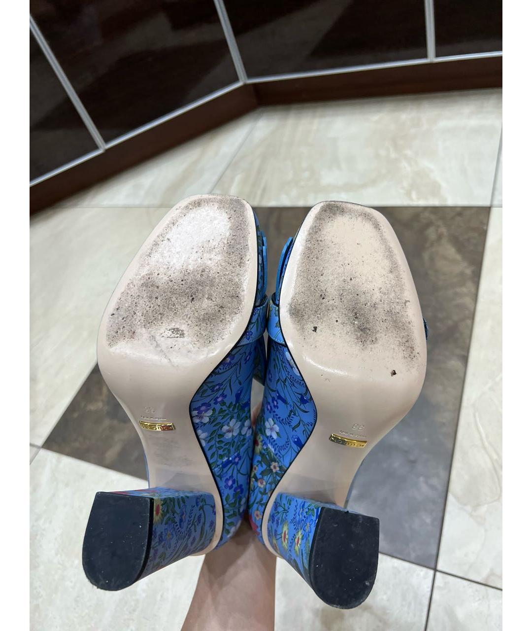 GUCCI Синие кожаные туфли, фото 6