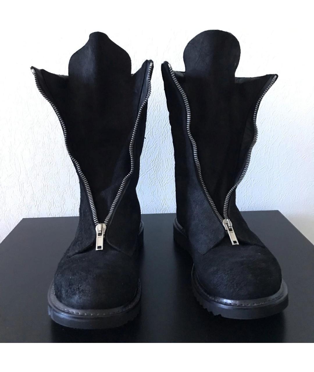 RICK OWENS Черные кожаные высокие ботинки, фото 2