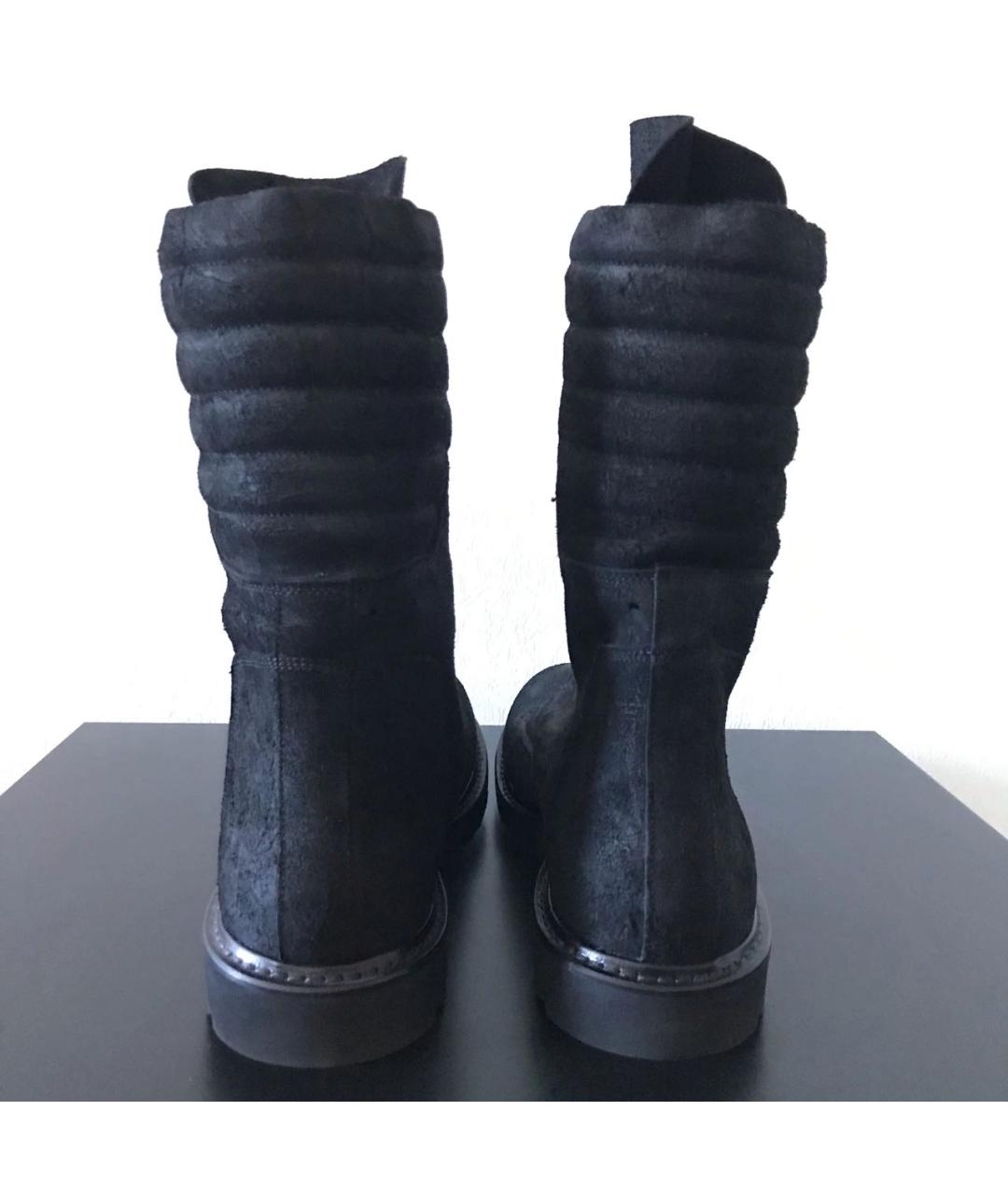 RICK OWENS Черные кожаные высокие ботинки, фото 4