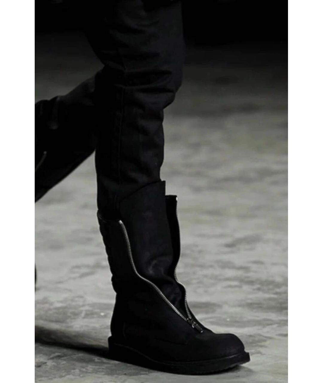 RICK OWENS Черные кожаные высокие ботинки, фото 8