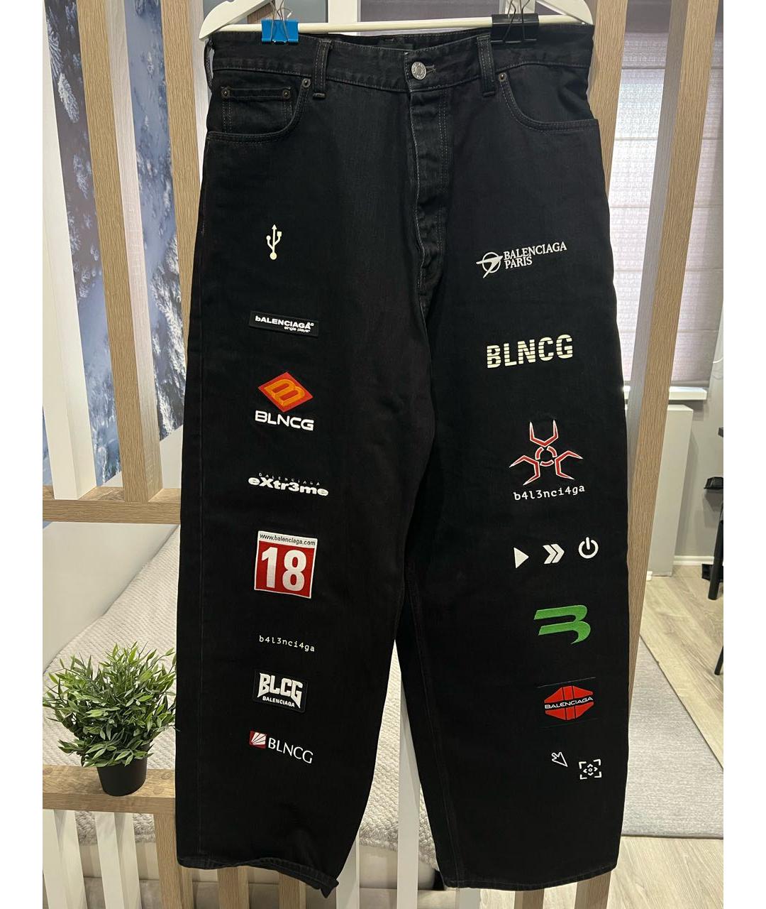 BALENCIAGA Черные хлопко-полиэстеровые прямые джинсы, фото 9