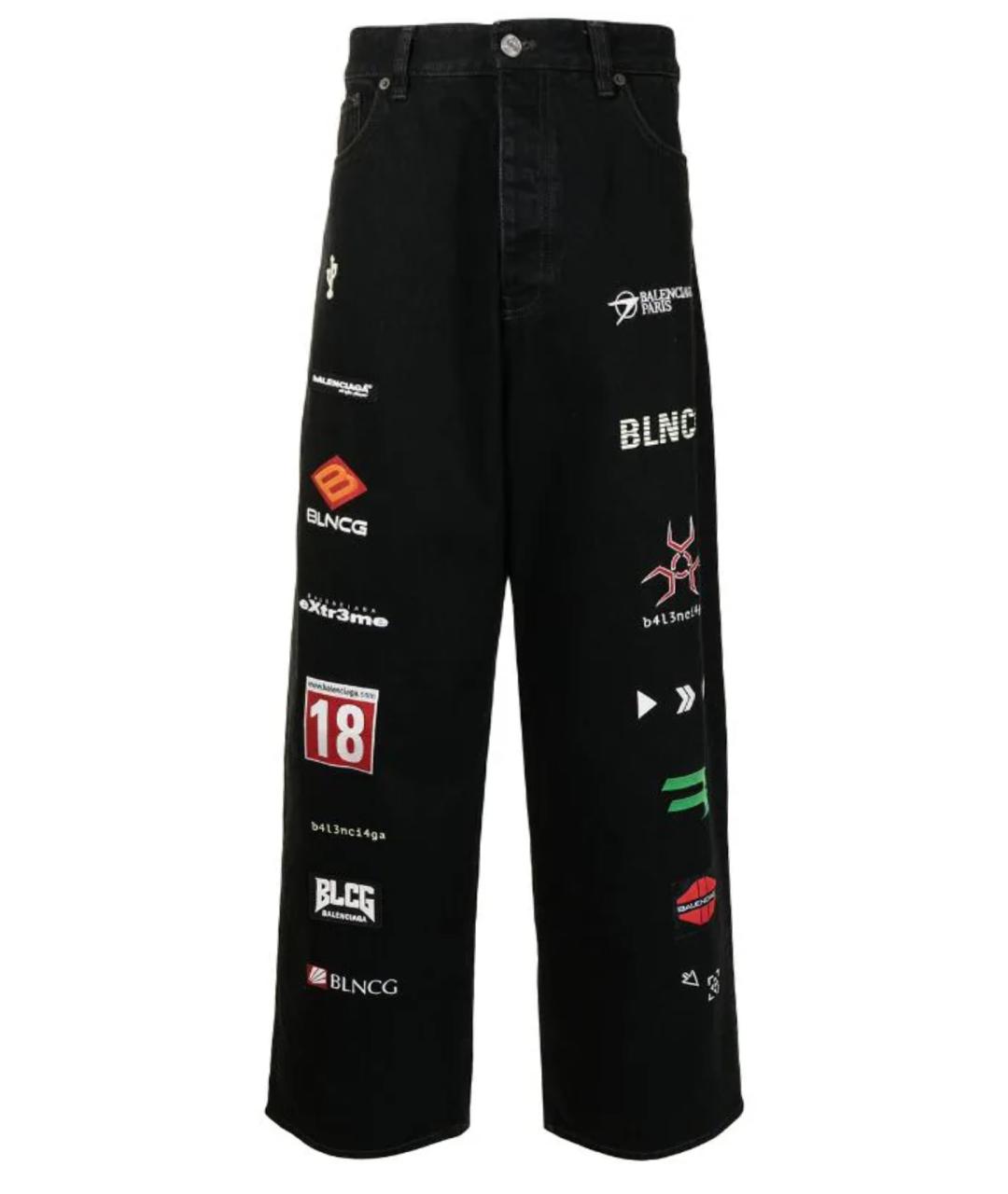 BALENCIAGA Черные хлопко-полиэстеровые прямые джинсы, фото 1