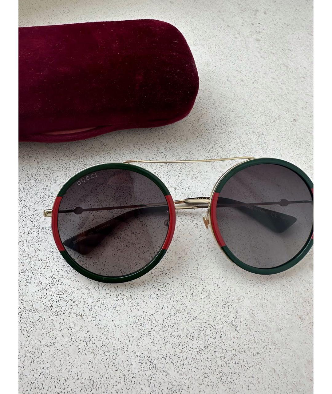 GUCCI Зеленые металлические солнцезащитные очки, фото 7