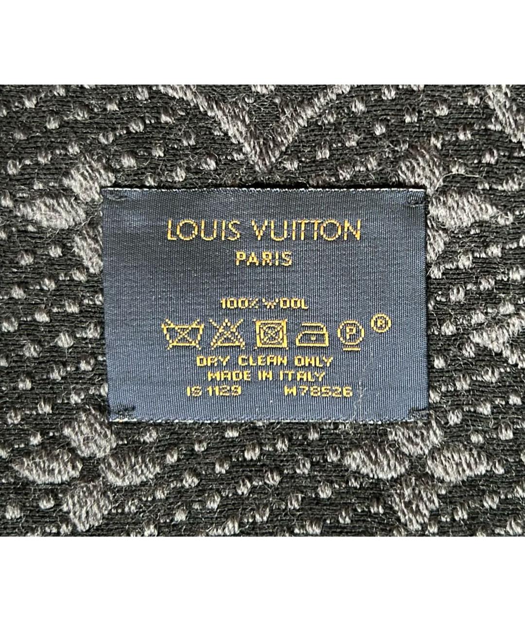 LOUIS VUITTON Антрацитовый шерстяной шарф, фото 5