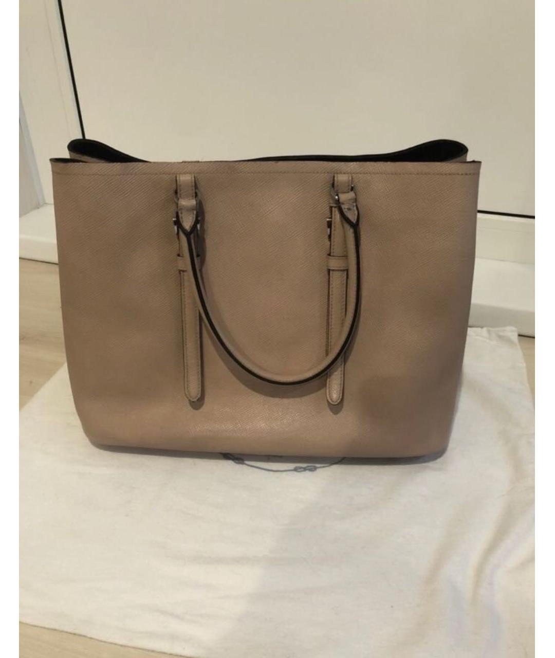 PRADA Бежевая кожаная сумка тоут, фото 2