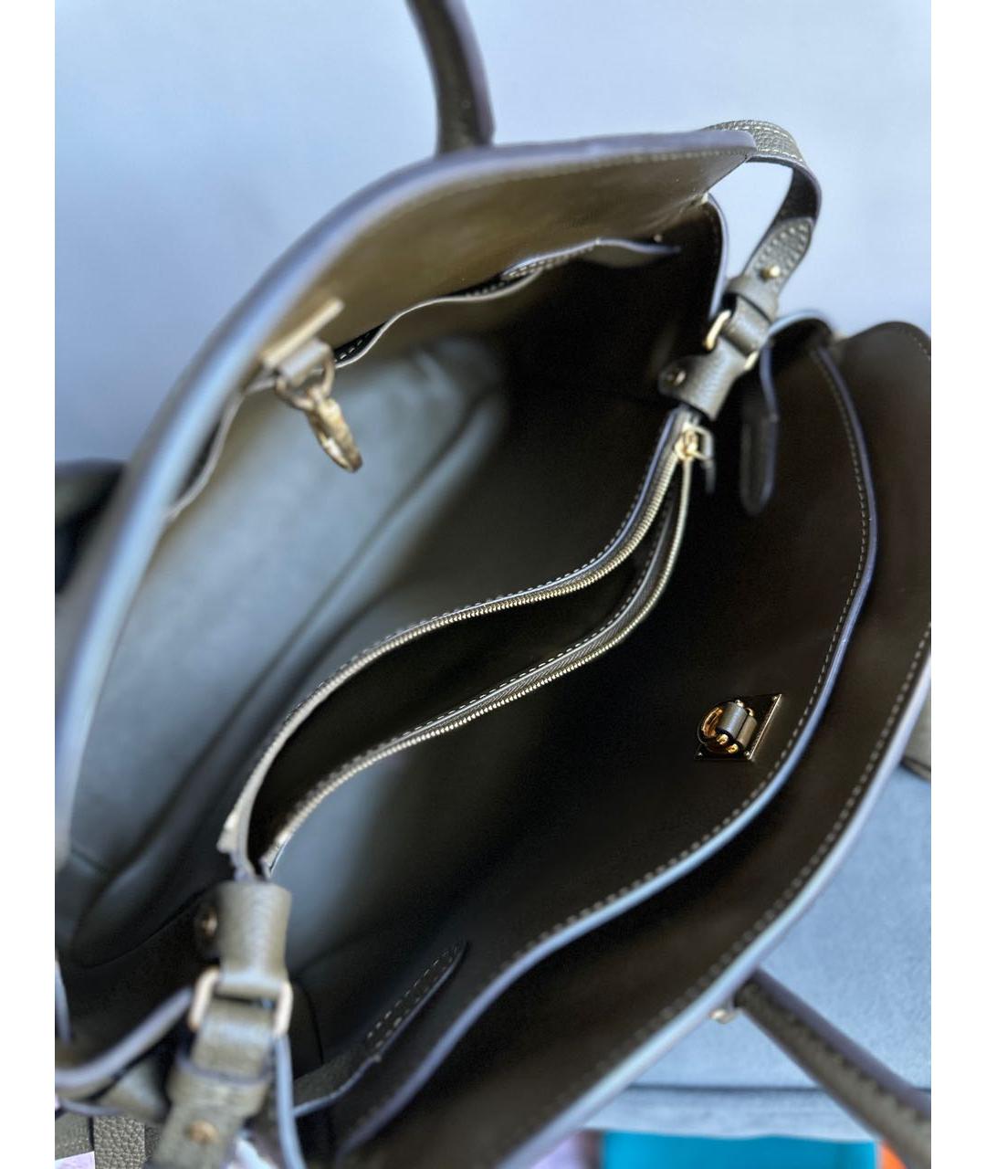 LOUIS VUITTON PRE-OWNED Хаки кожаная сумка с короткими ручками, фото 8