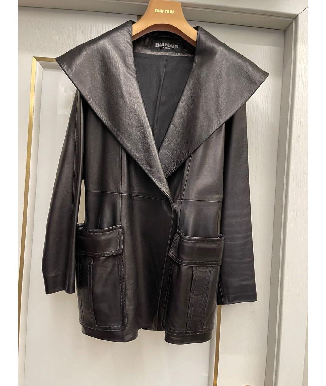 BALMAIN Черный кожаный жакет/пиджак, фото 4