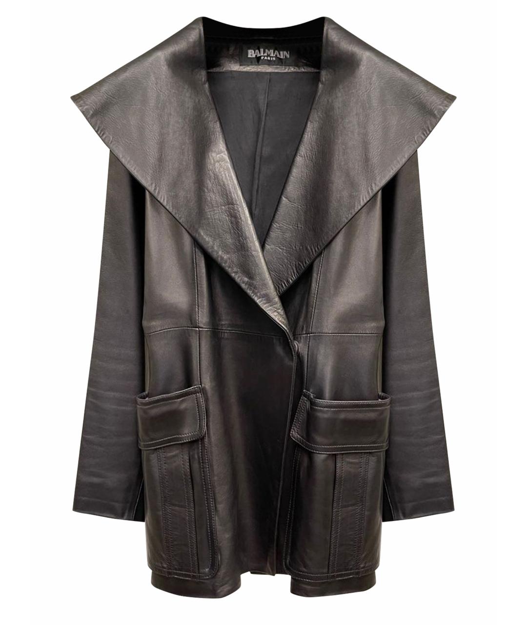 BALMAIN Черный кожаный жакет/пиджак, фото 1