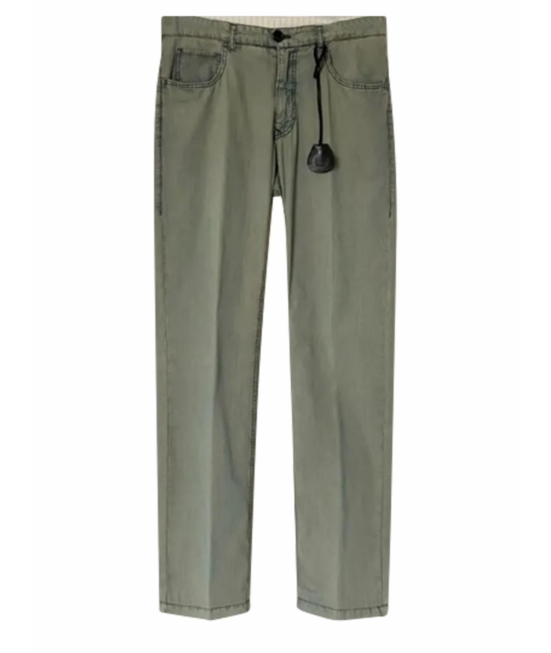 PRADA Зеленые хлопковые повседневные брюки, фото 1