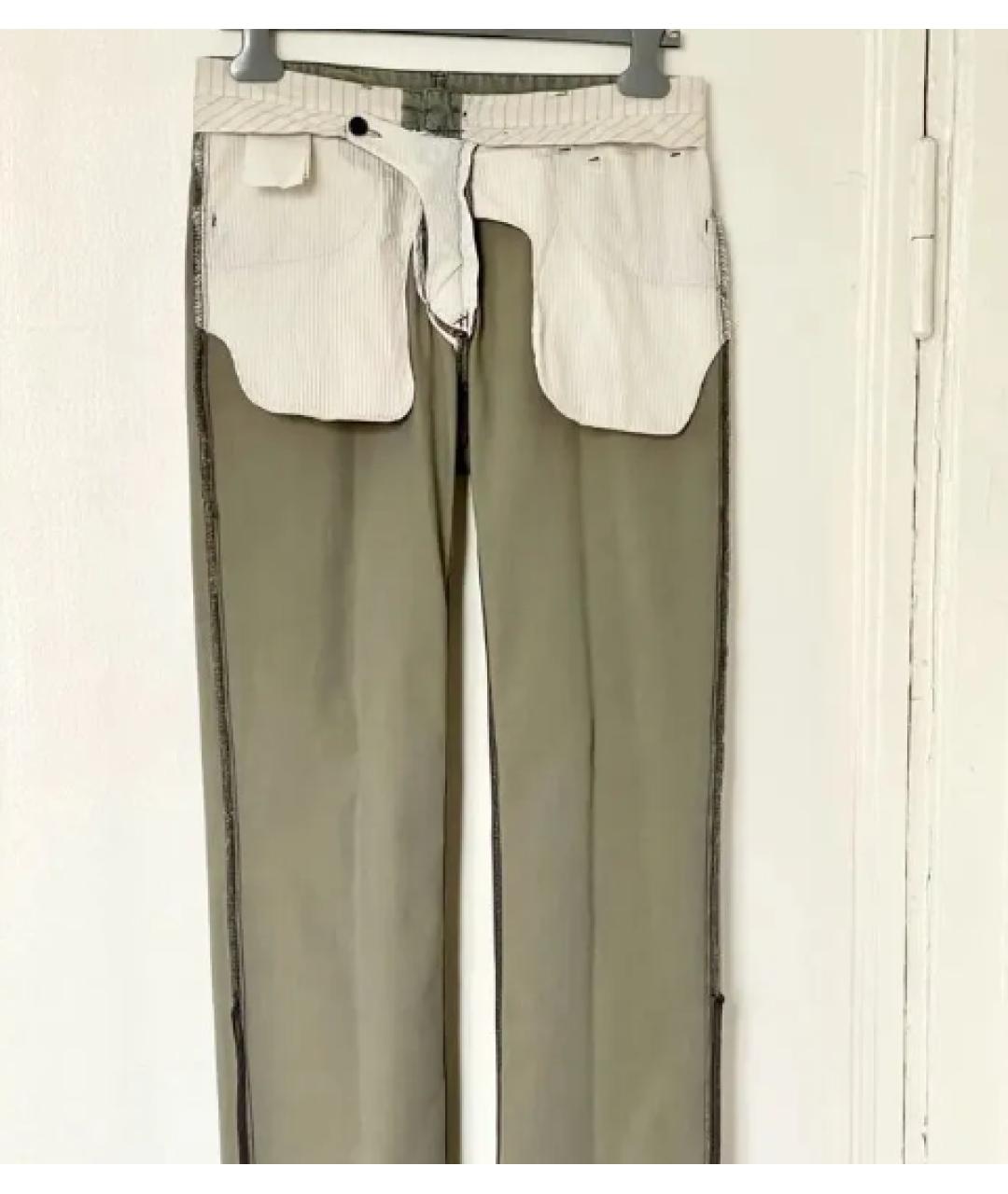PRADA Зеленые хлопковые повседневные брюки, фото 3