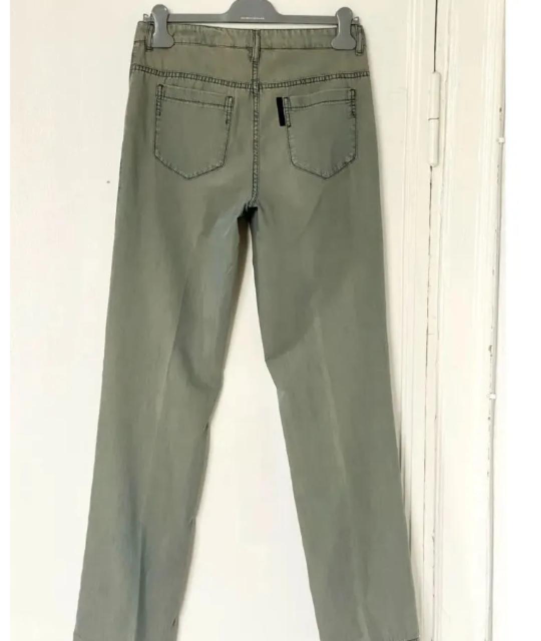PRADA Зеленые хлопковые повседневные брюки, фото 2