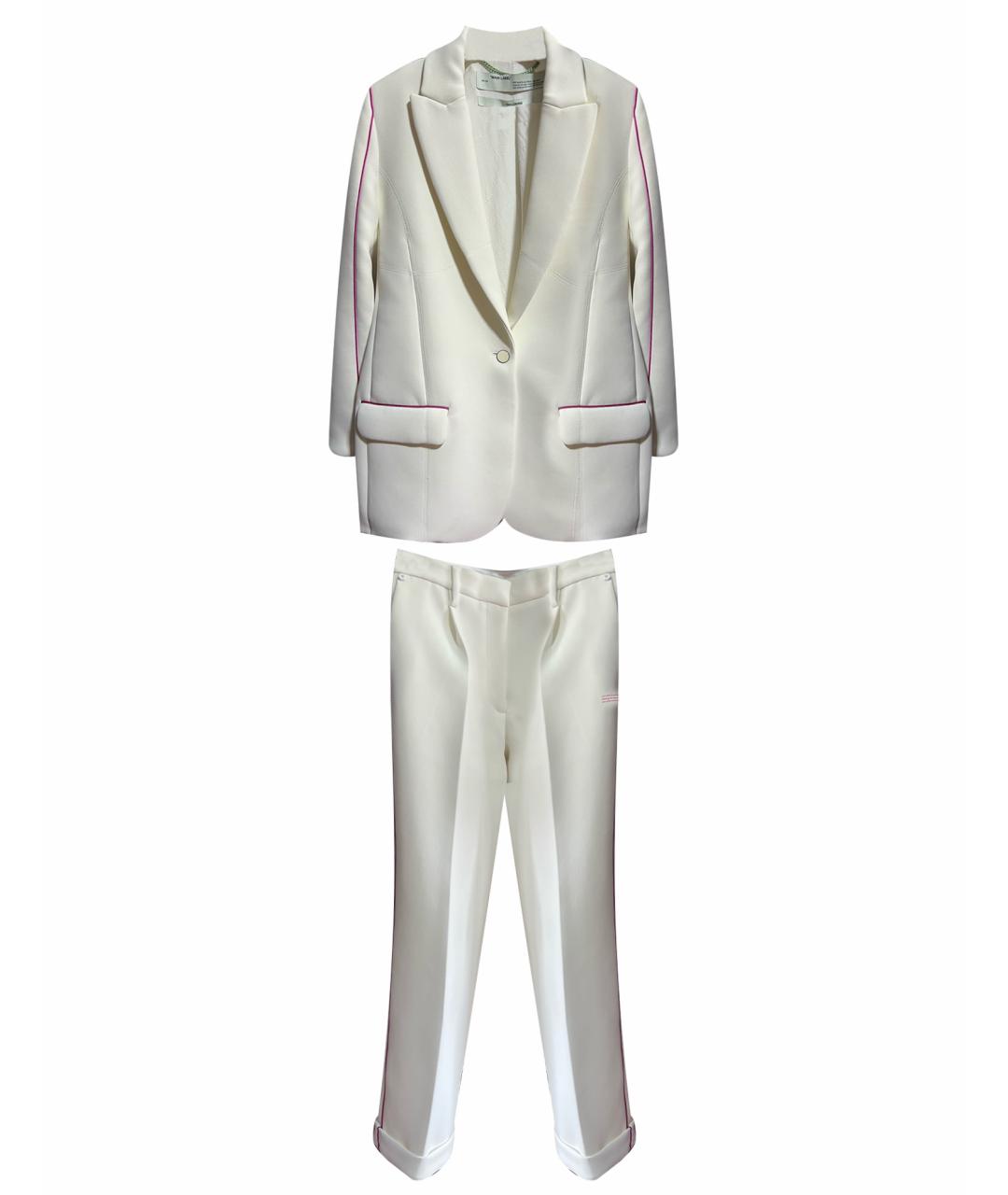 OFF-WHITE Белый атласный костюм с брюками, фото 1