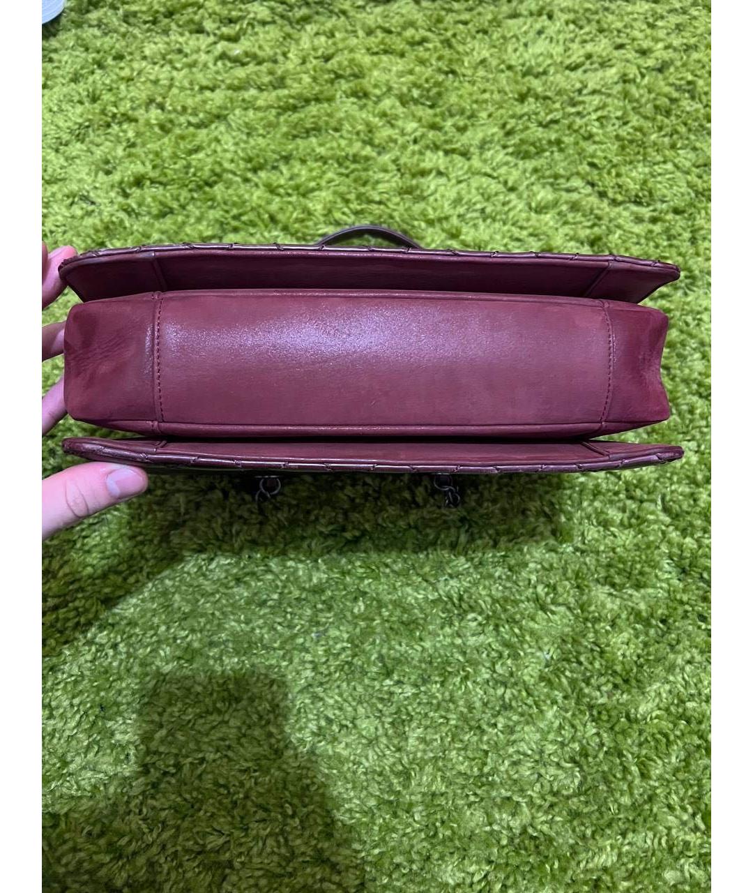 CHANEL PRE-OWNED Бордовая кожаная сумка с короткими ручками, фото 3