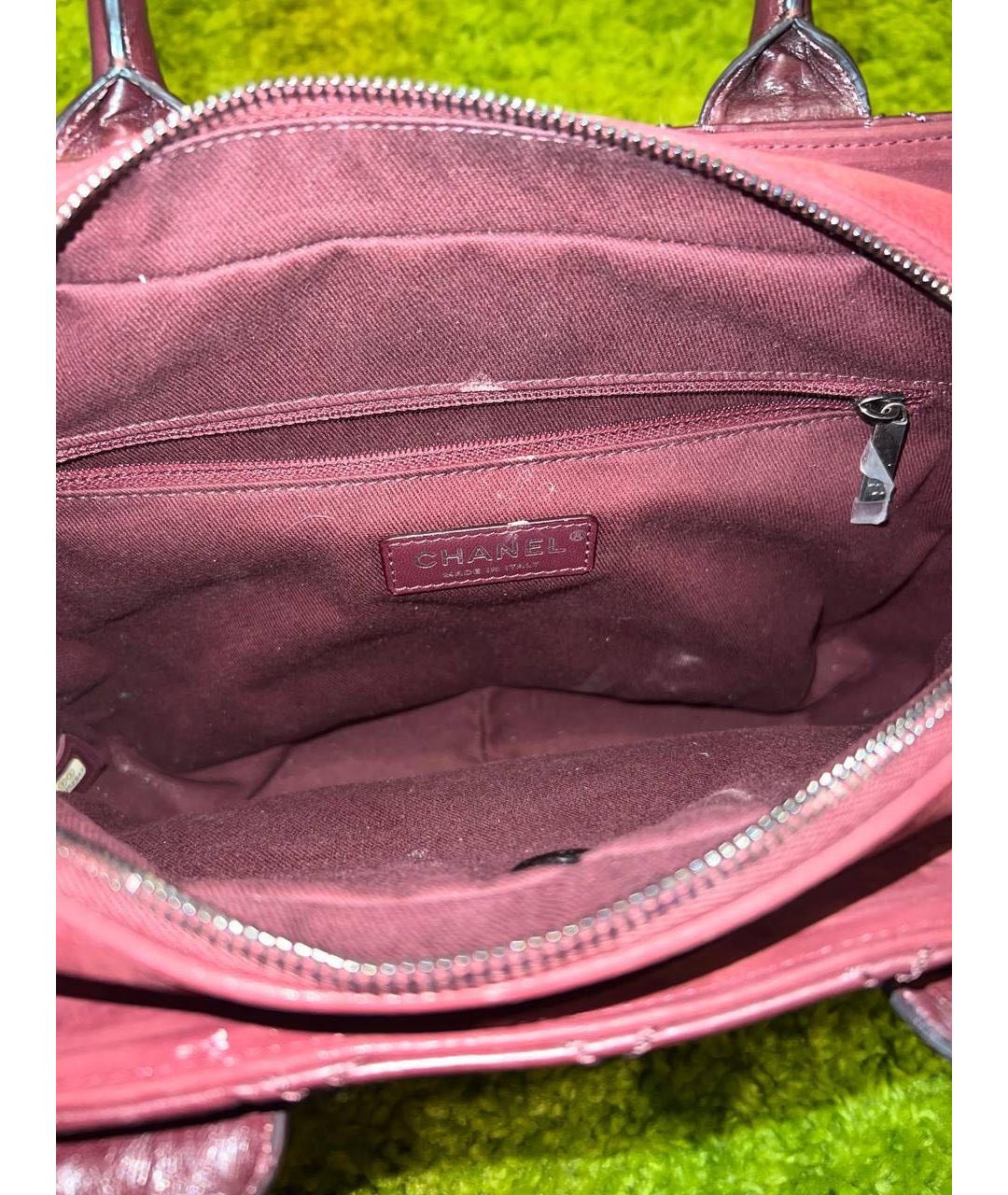 CHANEL PRE-OWNED Бордовая кожаная сумка с короткими ручками, фото 5